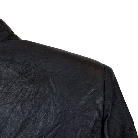 Zadig&Voltaire Verys Open Front Crinkled Leather Blazer Jacket Blue Size 34/XS - Picture 8 of 10